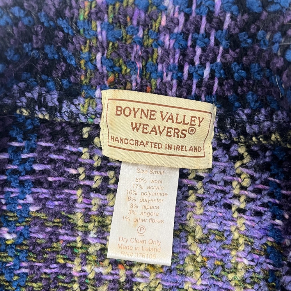 Boyne Valley Weavers Purple Multicolor Jacket Wool Alpaca Ireland Womens Small - Picture 5 of 11